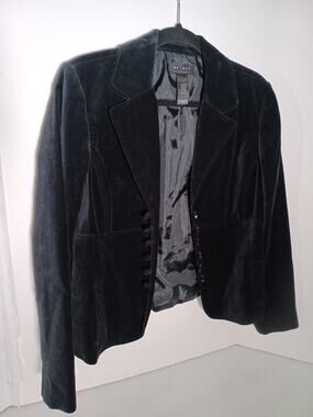Axcess Velvet Jacket Black Goth Classic Hand Top Stitching Woman's 14